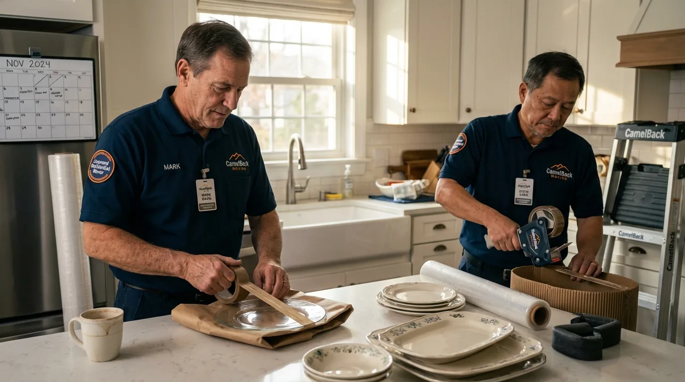 Professional crew packing kitchen dishware in Mount Vernon, GA